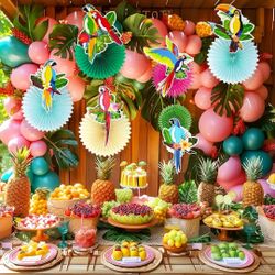 Hawaiian Beach Luau Party Hanging Decorations Tiki Bar Supplies (UNOPENED)