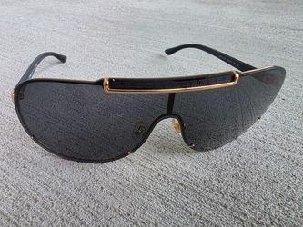Versace MOD 2140 Shield Sunglasses Black Gold Medusa Greek Key Italy 1002/87