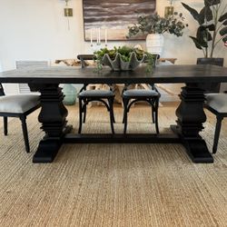 RH Salvaged Wood Trestle Rectangle Extension Dining Table