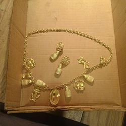 Vintage Music Charm Necklace And Earings