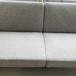 DHP Paxson Convertible Futon Couch Bed with Linen Upholstery and Wood Legs - Light Gray, Perfect for Guest room or Apt  Living , Pick Up Only