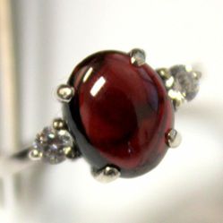 Sterling Silver Garnet w/Cubic Zirconium Ring