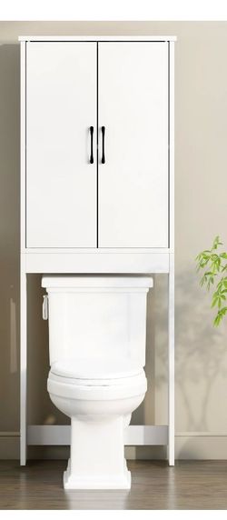 Mainstays Ardent Over-the-Toilet Bathroom Storage Cabinet, White.  Dimensions:  67.13 Height x 23.74 Width x 7.87 Depth at Walmart for $59.98