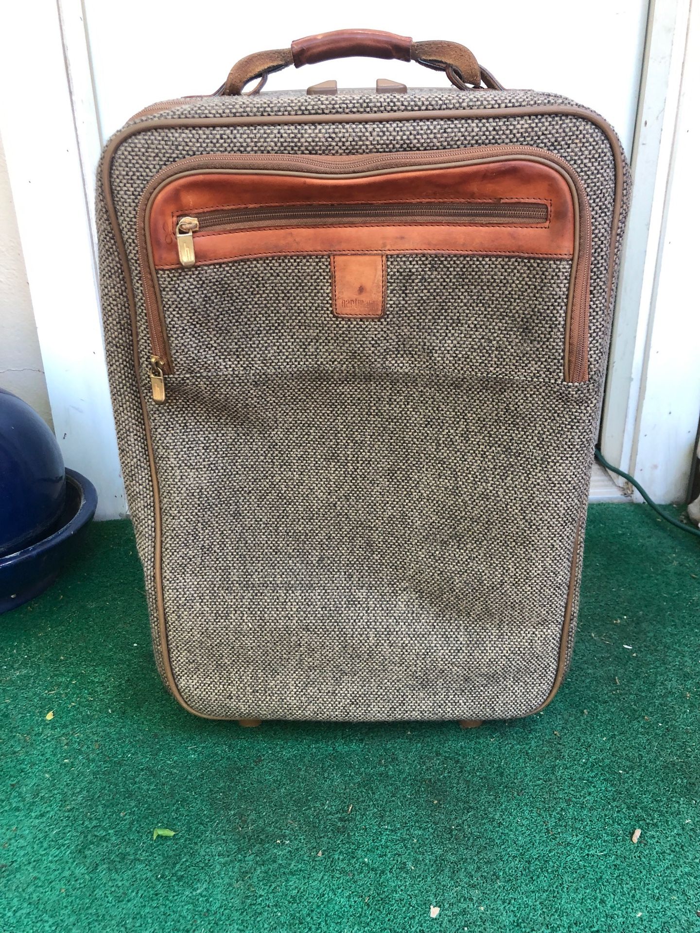 Vintage Hartman Tweed Rolling Carry On Travel Bag