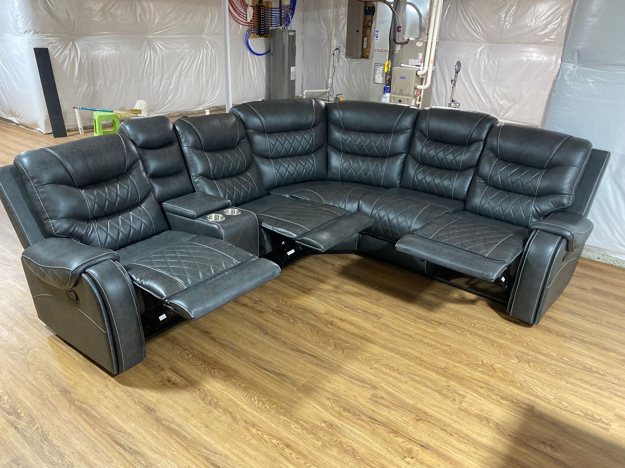 FREE DELIVERY AND INSTALLATION - Brand New (Grey or Black) RECLINING SECTIONAL