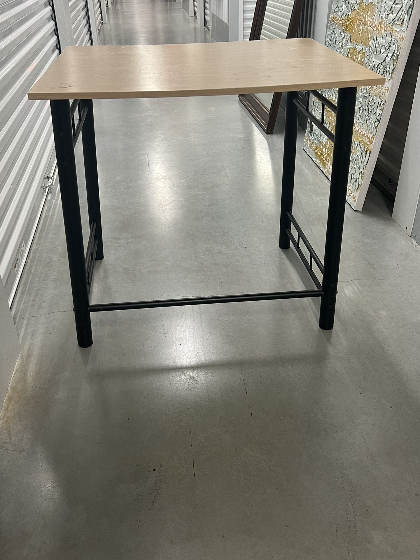 Wood Desk/Table With Black Legs And Accents