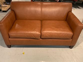 Crate & Barrel Leather Love Seat Couch