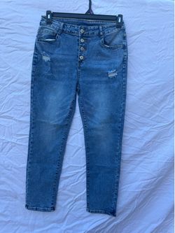 High-Waist Distressed Skinny Jeans