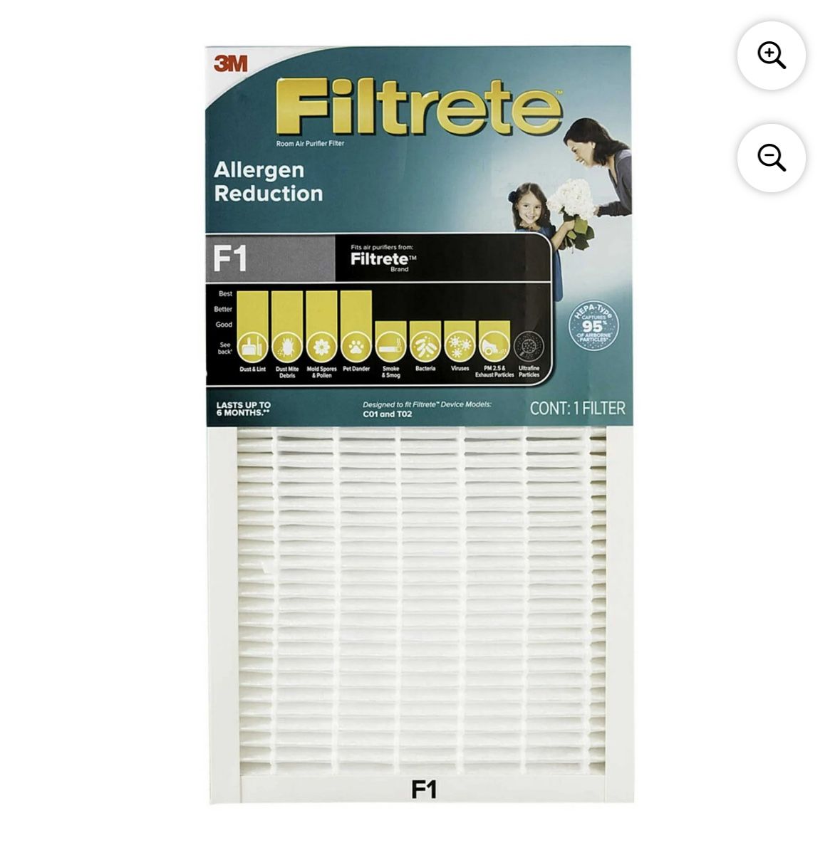 Filtrete Allergen Reduction HEPA-Type Room Air Purifier Filter, F1