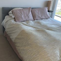 Queen Bed Frame with mattress and box cover