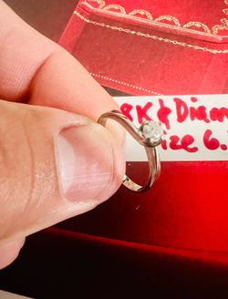 18K Solid White Gold Diamond 💎 Wedding Ring Size 6.5