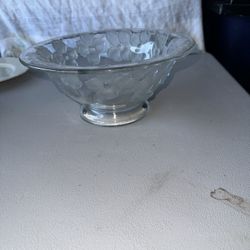 Vintage Large Floral Glass Fruit Bowl