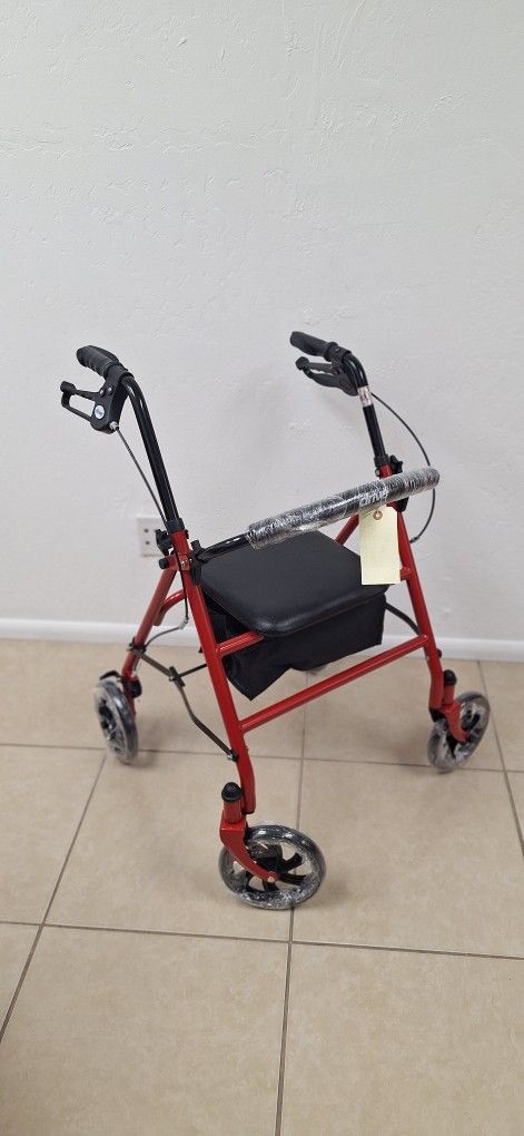 Red Rollator Walker W/ Seat-Great Condition!