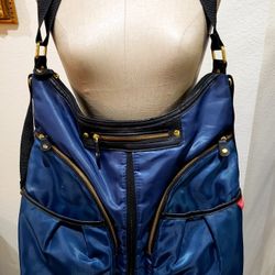 Skip Hop Erradecent Navy with Gold Accent Zippers Crossbody Diaper Bag 