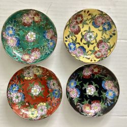 Vtg. 1950s Set Of 4 Chadwick Japan Mini Dishes Hand-Painted Trinket / Jewelry Small Bowls