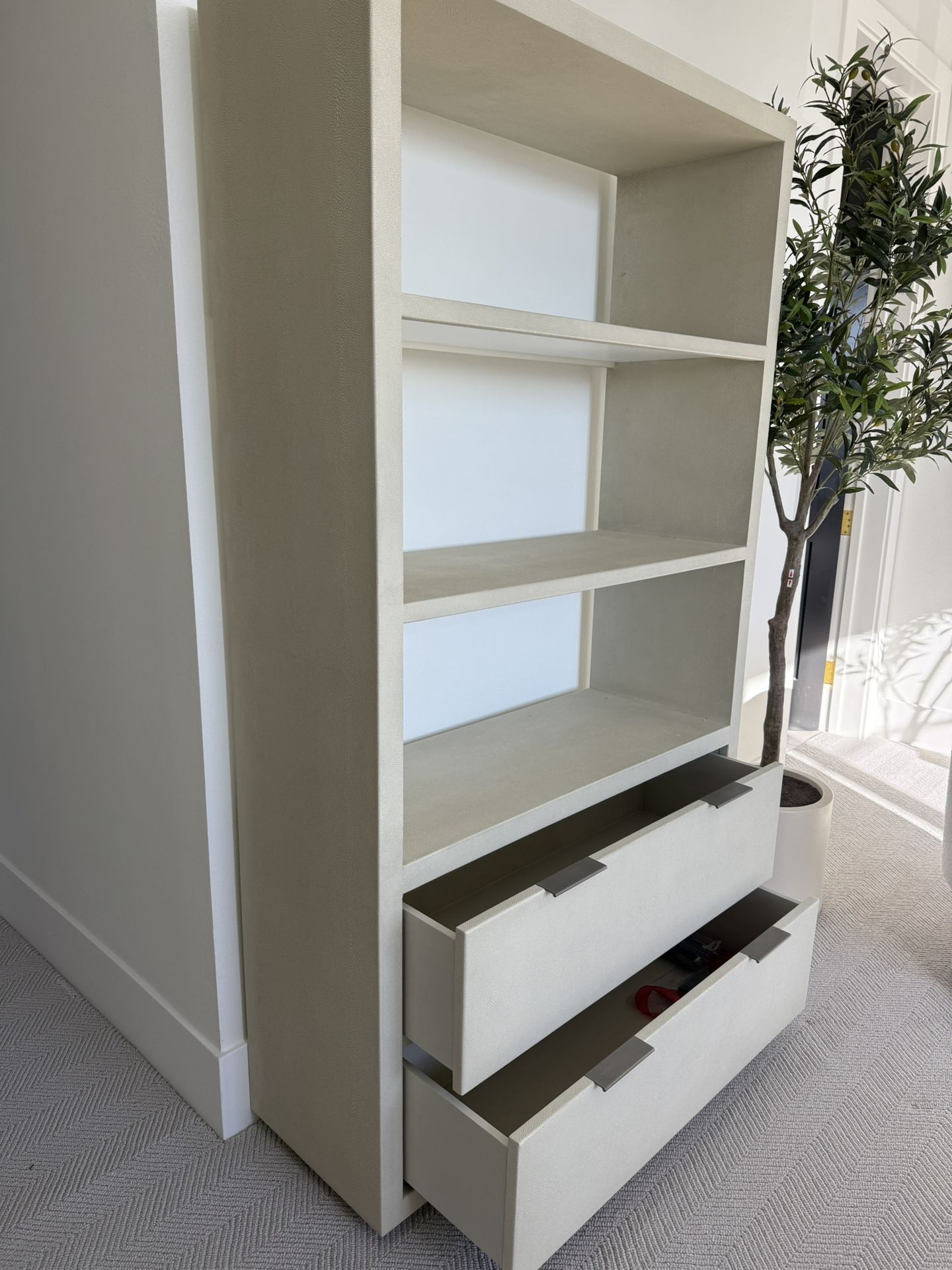 RH Bone Shagreen Bookcase Shelving