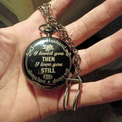 Black pocket watch for a husband in perfect condition