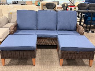 72”L, 3-Piece Outdoor Patio Sofa Set 💙Upgrade your outdoor space with this beautiful and comfortable wicker patio set!   ✅1 spacious 3-seat sofa ✅2 m