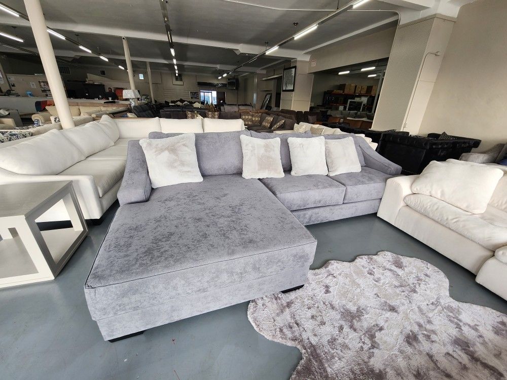 Smoke Gray Wide Seat Stationary Sectional