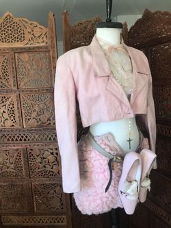 Burning Man Outfit - Jacket - Pink Leather Couture - OOAK