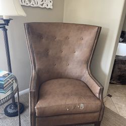Leather wingback chair