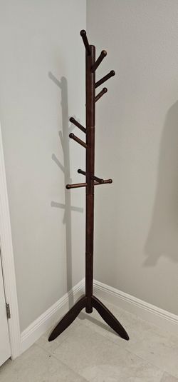 Dark Wood Freestanding Coat Rack