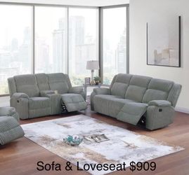 Recliner sofa and loveseat
