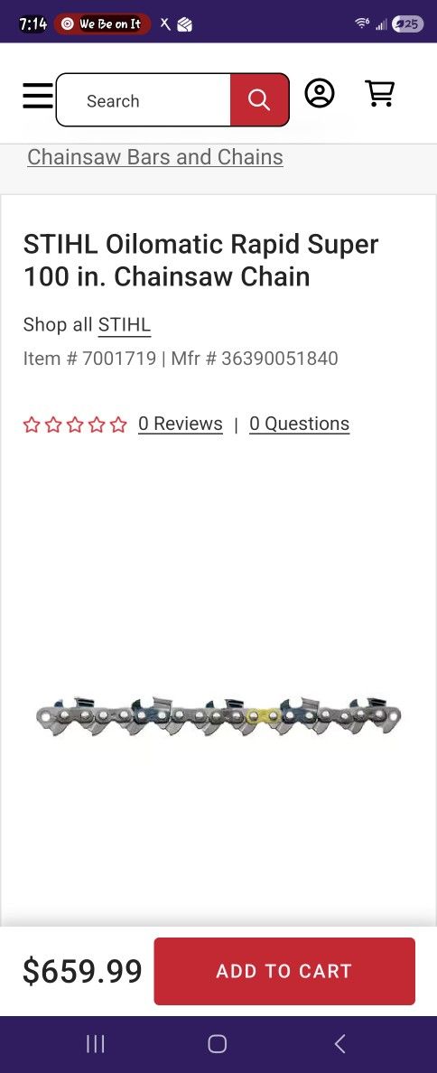 New Stihl 100" Chainsaw Blade