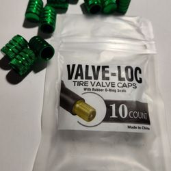 Pack Of New Valve - Loc Tire Valve Caps With Rubber O- Ring Seals 10 Count 