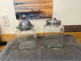 VERY NICE GLASS CONTAINERS/ very stylish/ 15.00 FOR BOTH