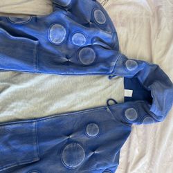 BLUE 'OXYGEN' PADDED ZIP-UP HOODIE