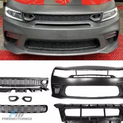 Fits 15-22 Dodge Charger SRT Style Front Bumper Conversion LED Grille Bodykits