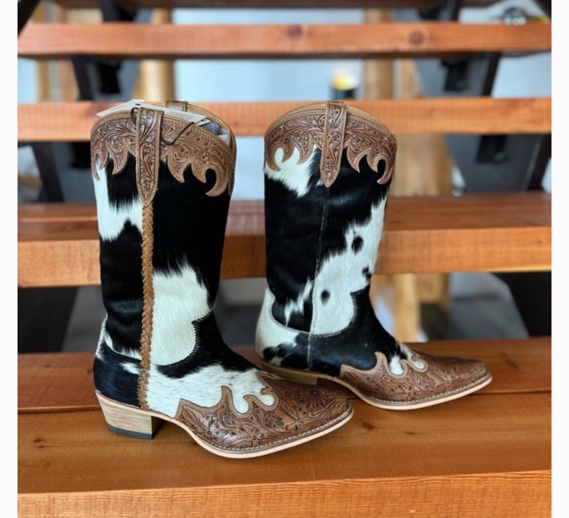 NeW MyRA BaG cowhide knee Tall tooled Leather Cowboy Boot floral summer spring