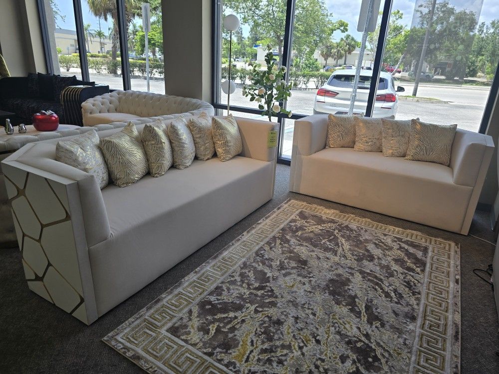CLOSEOUT GLAM SOFA AND LOVE SEAT