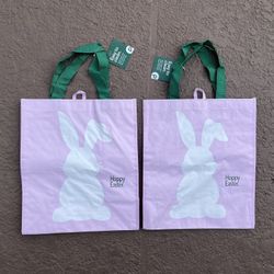 2 Brand new Happy Easter Bunny reusable bags