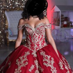 Red/gold Quinceañera Dress Size 4