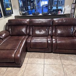 Leather Sectional Recliner Sofa 