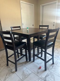 Dark Wood Counter Height Dining Set