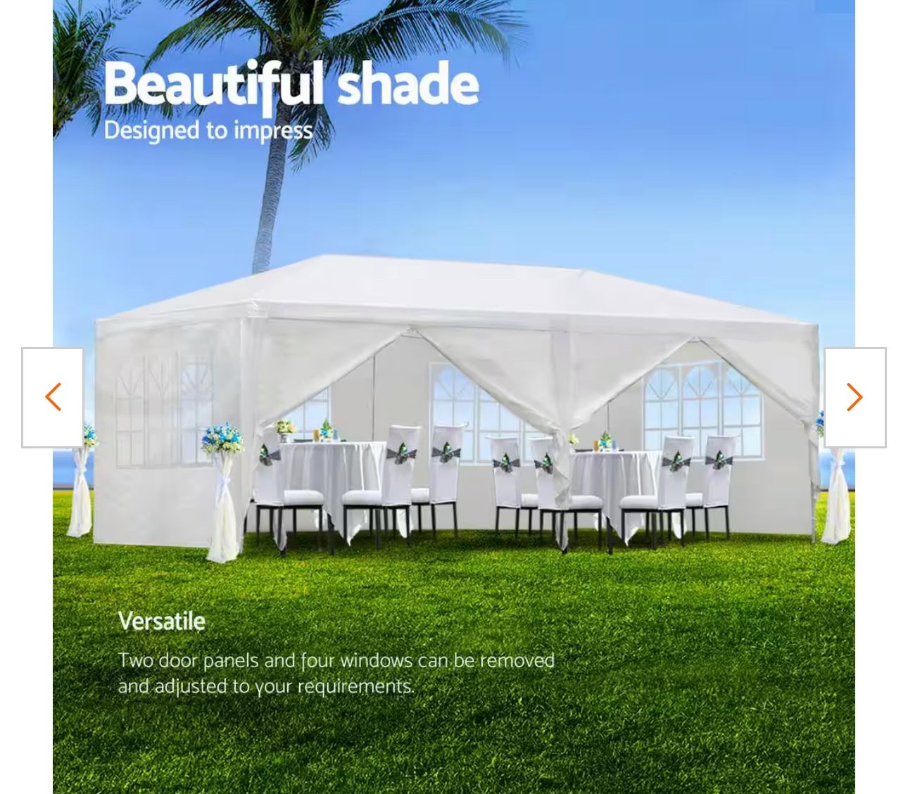 10'x20' Outdoor Party Tent, Large Wedding Birthday Tents for Parties, White Canopy Tent with 6 Removable Sidewalls