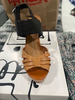 Tan and Black Strappy Wedge dolce Vita Sandal