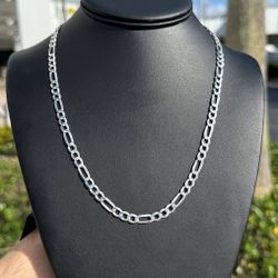 New Jewelry .925 sterling silver Figaro link chain necklace 20” 5.00mm