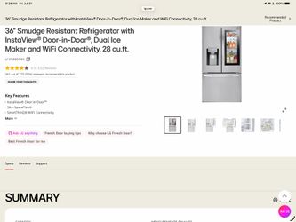 Like NEW 36”smudge resistant refrigerator with instability door in door,dual ice maker and WiFi 28 cu.ft.