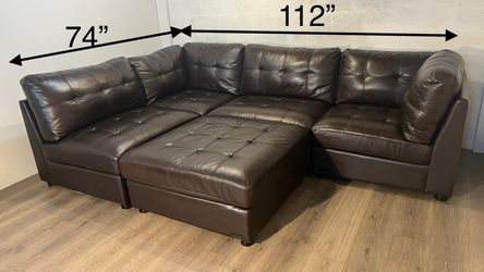 Abbyson calvin 2024 leather modular sectional