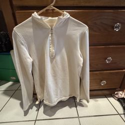 Hanes white quarter-zip fleece pullover sweatshirt Size L