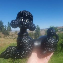 Vintage Ceramic Black Poodle Dog By Atlantic Mold 1968