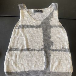 Religion White Gray Sweater Vest 