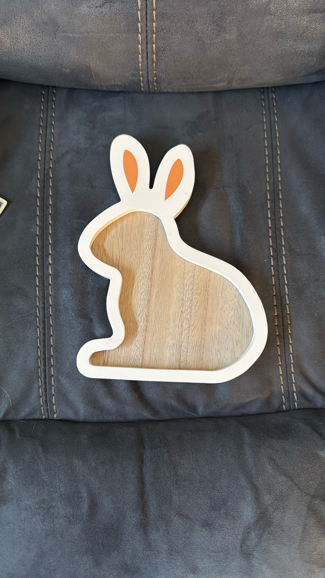 New Wood Bunny Rabbit Tray Dish Easter