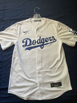 Los Angeles Dodgers White Jersey, Short-Sleeve, Button-Up, Size S