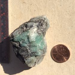 Large Natural Emerald Gemstone In Matrix With Quartz White And Black Tourmaline 