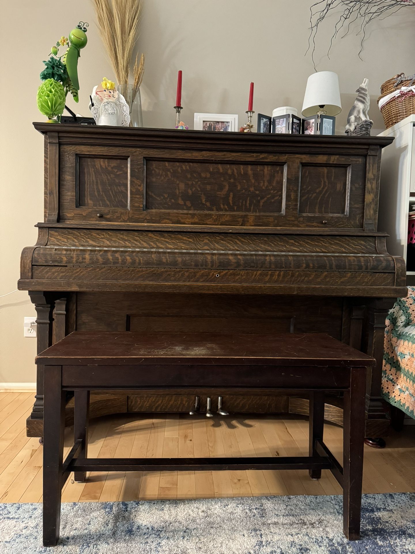 Upright Piano with Bench. Kohler & Campbell.